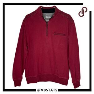 Brax Men's Feel Good Sean Campus‎ Rib Quarter Zip Sweater Red Size Medium